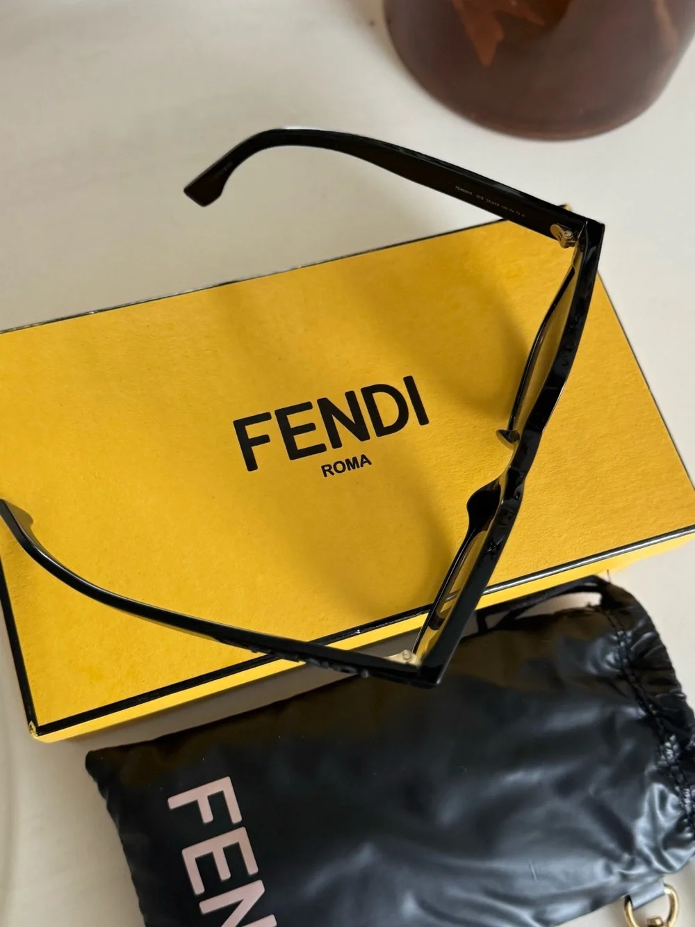 Fendi Black Square-Frame Sunglasses with Dark Lenses